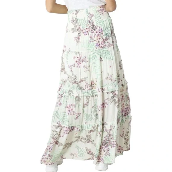 Luxury Hale Bob Spring Summer Vaca White Tiered Maxi Skirt - Picture 2 of 2